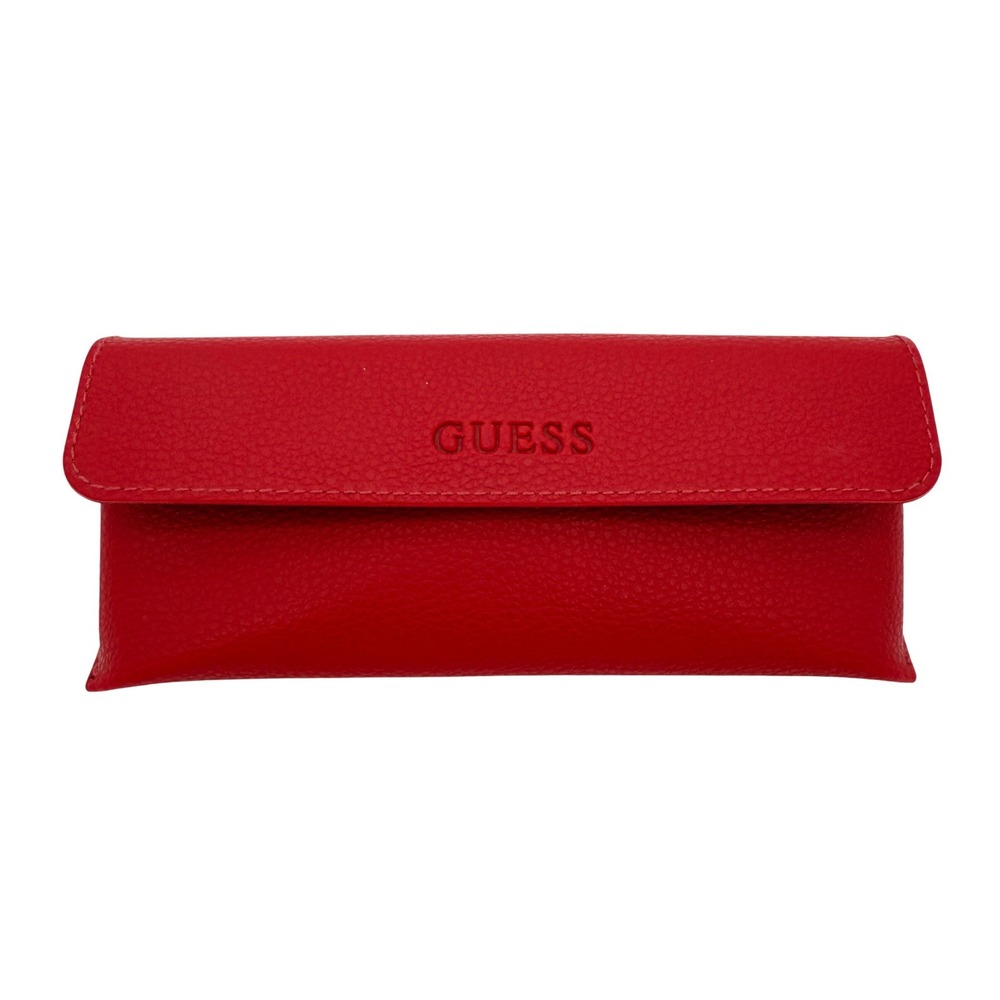 Guess Red Pebbled Faux Leather Sunglasses Case Magnetic Snap Closure Logo Case‎